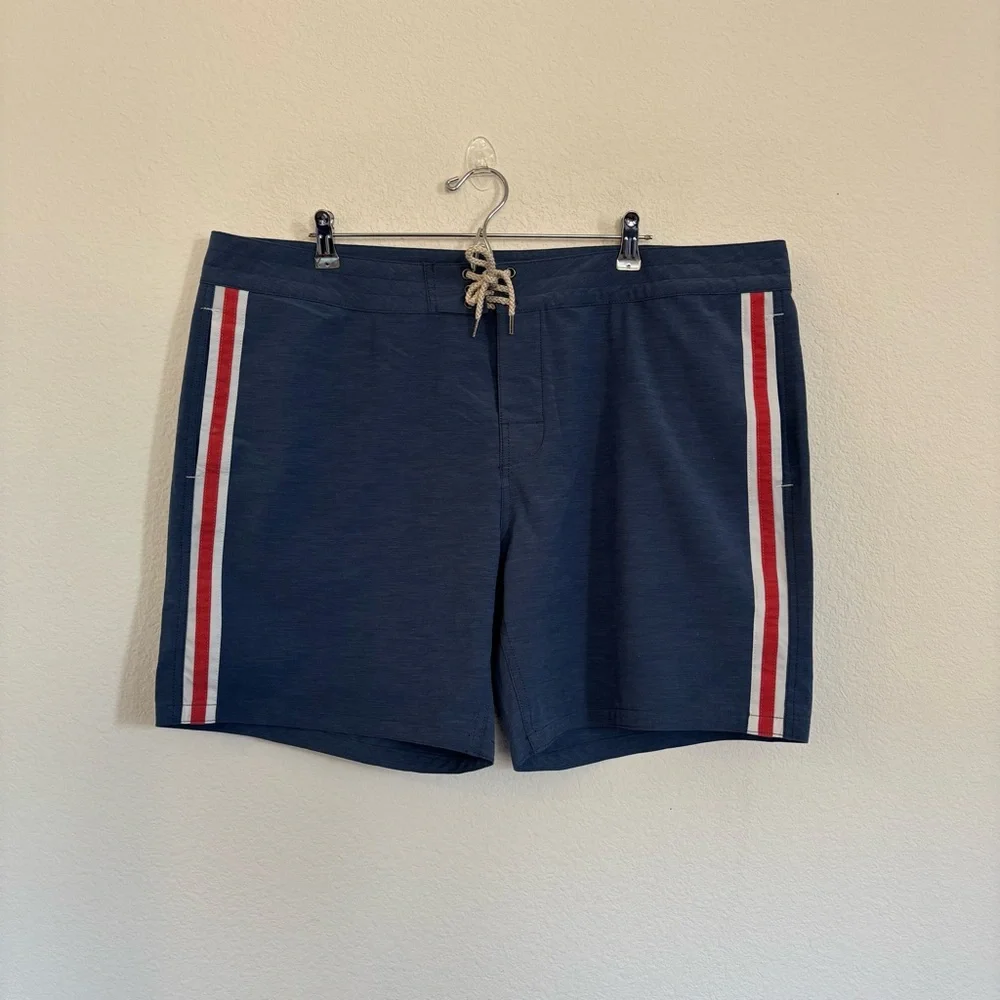 Faherty Mens Retro Surf Stripe Board Shorts